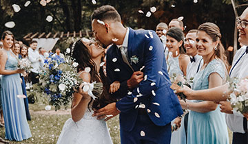 wedding party in a garden