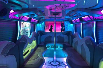 flat-screen tvs on a party bus rental